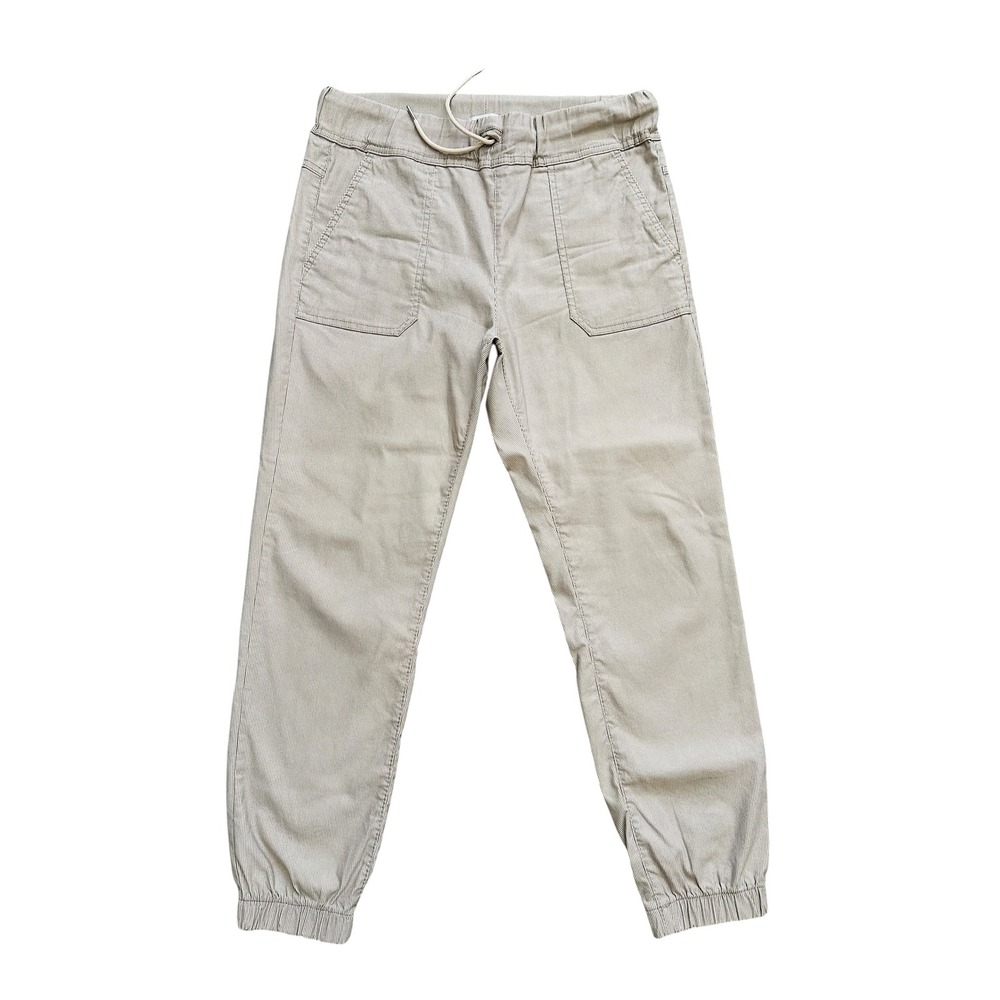Utility Bevy Flog Shely Pinstripe Jogger Pants 29 Khaki Tan Drawstring Utility